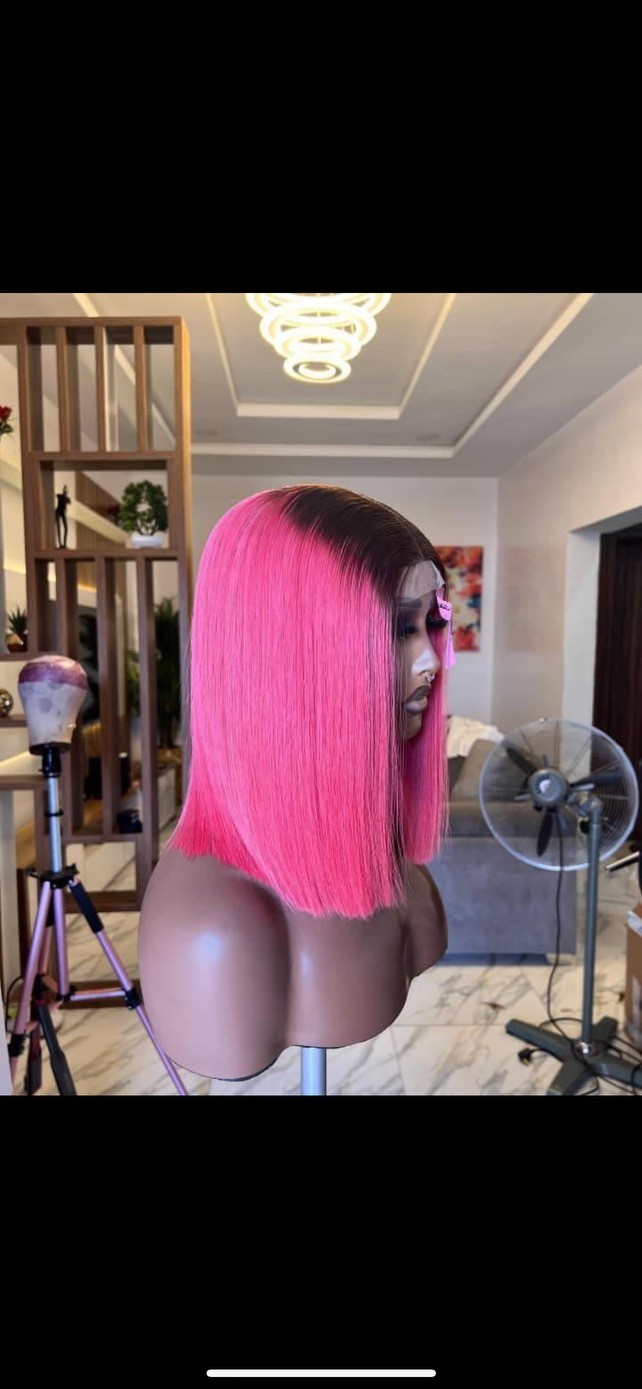 Bob wig Pink color  180 density